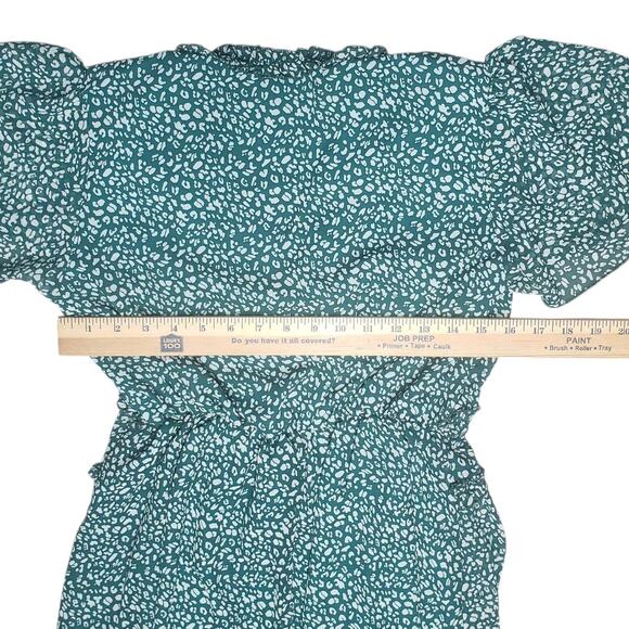 Unbranded Green Abstract Ruffle Midi Dress Women’s S Lightweight Flutter Sleeve - Picture 9 of 11